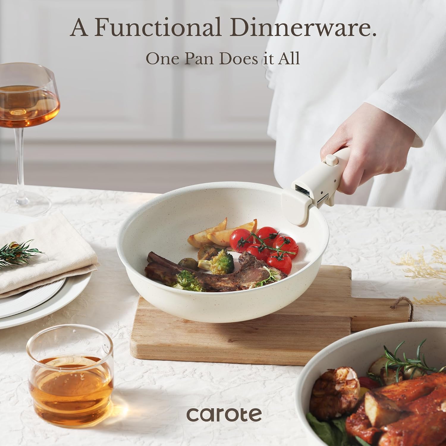 CAROTE 19-Piece Pots and Pans Set Review: Detachable Handles, Space-Saving Design – 38% Off, $49.97